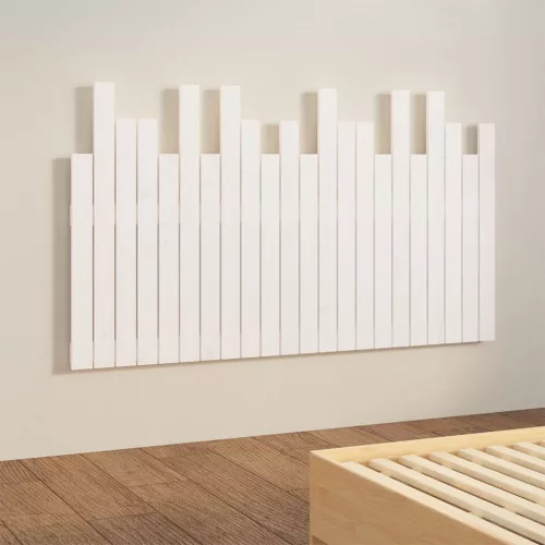 Fehér tömör fenyőfa fali fejtámla 140x3x80 cm