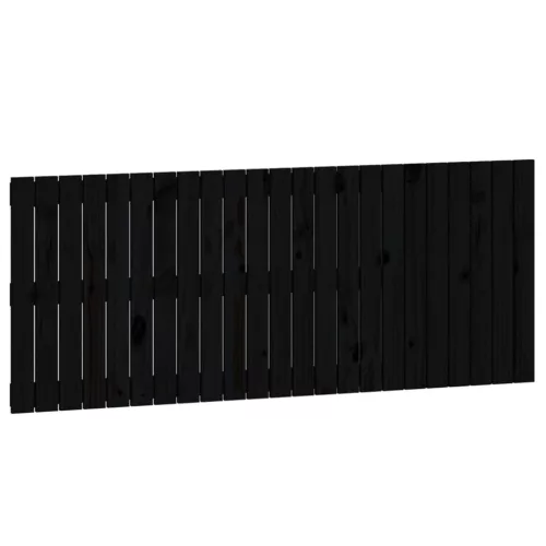 Fekete tömör fenyőfa fali fejtámla 147 x 3 x 60 cm