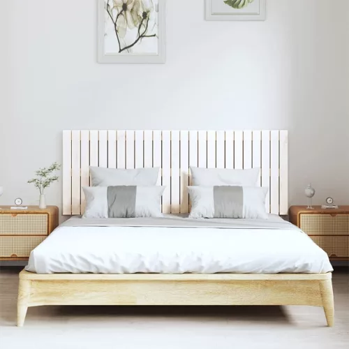 Fehér tömör fenyőfa fali fejtámla 159,5 x 3 x 60 cm