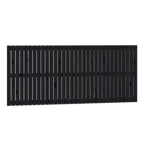 Fekete tömör fenyőfa fali fejtámla 204x3x90 cm