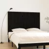 Fekete tömör fenyőfa fali fejtámla 166 x 3 x 110 cm