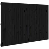 Fekete tömör fenyőfa fali fejtámla 166 x 3 x 110 cm