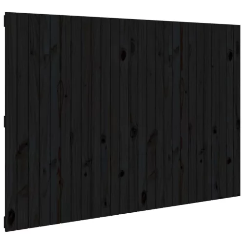 Fekete tömör fenyőfa fali fejtámla 166 x 3 x 110 cm