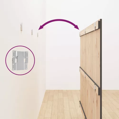 Szürke tömör fenyőfa fali fejtámla 185 x 3 x 110 cm