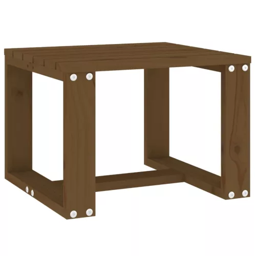 Mézbarna tömör fenyőfa kerti kisasztal 40x38x28,5 cm