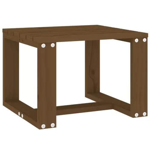 Mézbarna tömör fenyőfa kerti kisasztal 40x38x28,5 cm