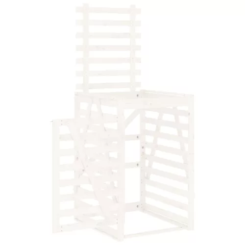 Fehér tömör fenyőfa szemeteskuka tároló 84x90x128,5 cm
