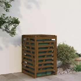   Mézbarna tömör fenyőfa szemeteskuka tároló 84x90x128,5 cm