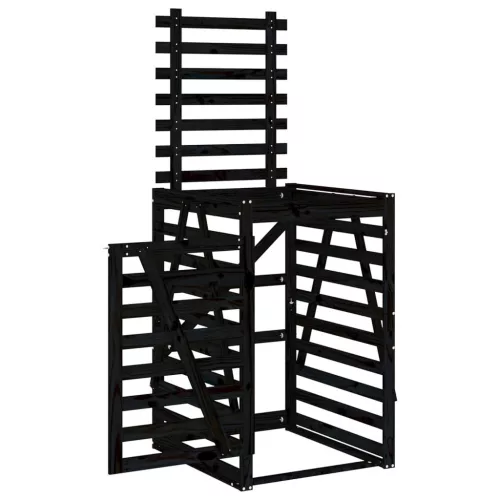 Fekete tömör fenyőfa szemeteskuka tároló 84x90x128,5 cm