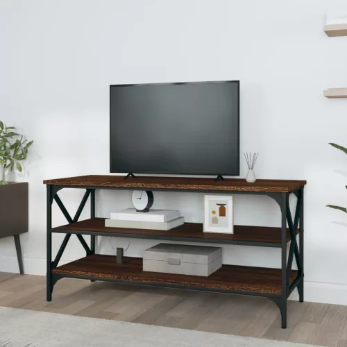 Barna tölgyszínű szerelt fa TV-szekrény 100x40x50 cm