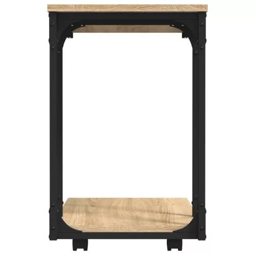 Sonoma tölgy szerelt fa kisasztal kerekekkel 50 x 35 x 55,5 cm