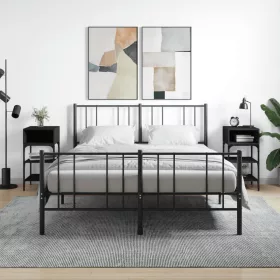 2 db fekete szerelt fa éjjeliszekrény 35x34,5x70 cm