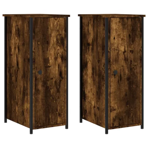 2 db füstös tölgy színű szerelt fa éjjeliszekrény 32x42x80 cm