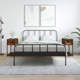   2 db füstös tölgy színű szerelt fa éjjeliszekrény 30x60x60 cm