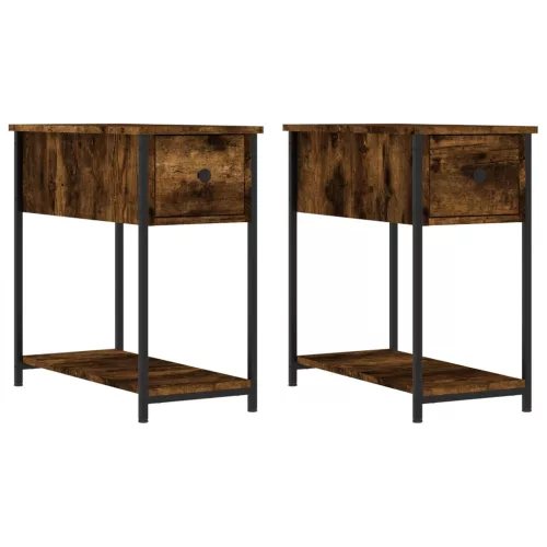 2 db füstös tölgy színű szerelt fa éjjeliszekrény 30x60x60 cm