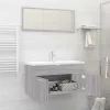 2 részes szürke sonoma színű szerelt fa fürdőszobai bútorszett