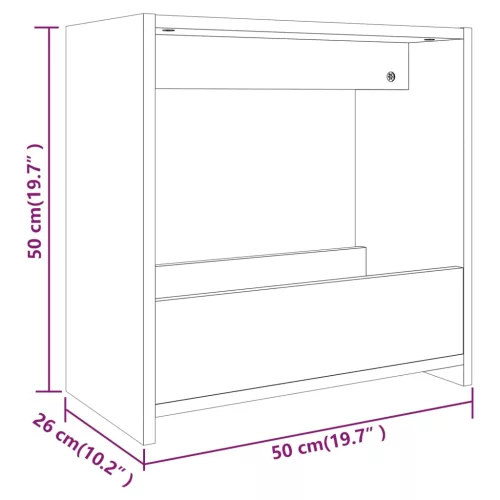 Barna tölgyszínű szerelt fa kisasztal 50 x 26 x 50 cm