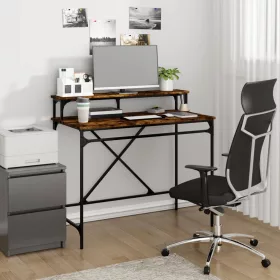   Füstös tölgy színű szerelt fa és vas íróasztal 100 x 50 x 90 cm