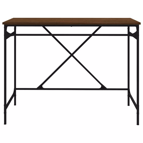 Barna tölgyszínű szerelt fa és vas íróasztal 100x50x75 cm