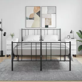   2 db magasfényű fehér szerelt fa éjjeliszekrény 40x35x69 cm
