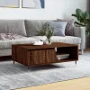 Barna tölgyszínű szerelt fa dohányzóasztal 90 x 60 x 35 cm