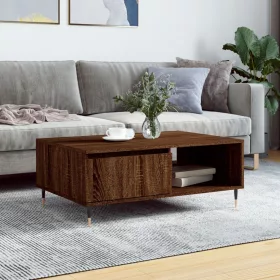   Barna tölgyszínű szerelt fa dohányzóasztal 90 x 60 x 35 cm