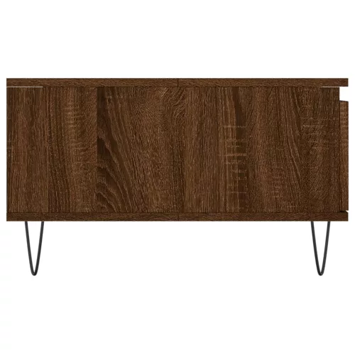 Barna tölgyszínű szerelt fa dohányzóasztal 90 x 60 x 35 cm