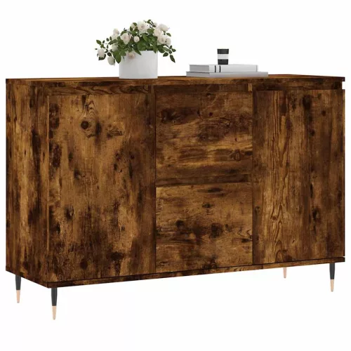Füstös tölgy színű szerelt fa tálalószekrény 101,5 x 35 x 70 cm