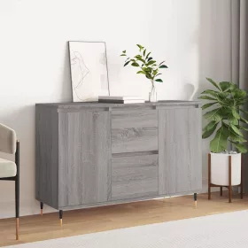   Szürke sonoma színű szerelt fa tálalószekrény 101,5 x 35 x 70 cm