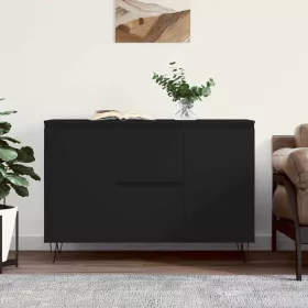 Fekete szerelt fa tálalószekrény 101,5 x 35 x 70 cm
