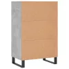 Betonszürke szerelt fa magasszekrény 57 x 35 x 90 cm