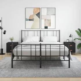   2 db fekete szerelt fa és vas éjjeliszekrény 40 x 35 x 47,5 cm