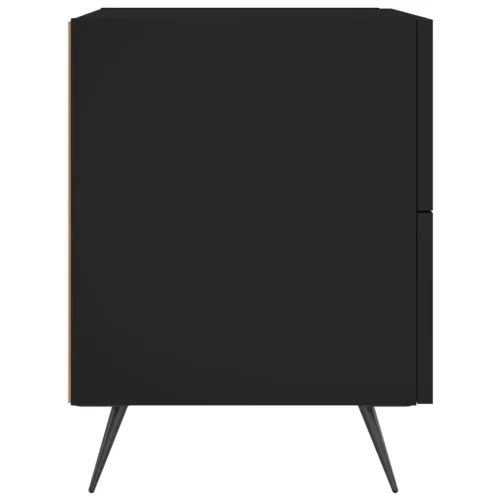2 db fekete szerelt fa és vas éjjeliszekrény 40 x 35 x 47,5 cm