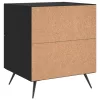2 db fekete szerelt fa és vas éjjeliszekrény 40 x 35 x 47,5 cm