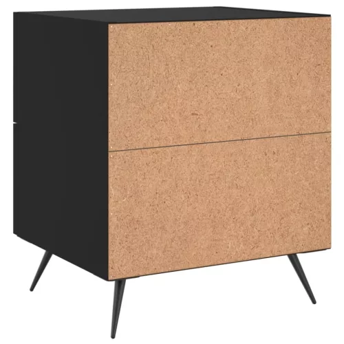 2 db fekete szerelt fa és vas éjjeliszekrény 40 x 35 x 47,5 cm