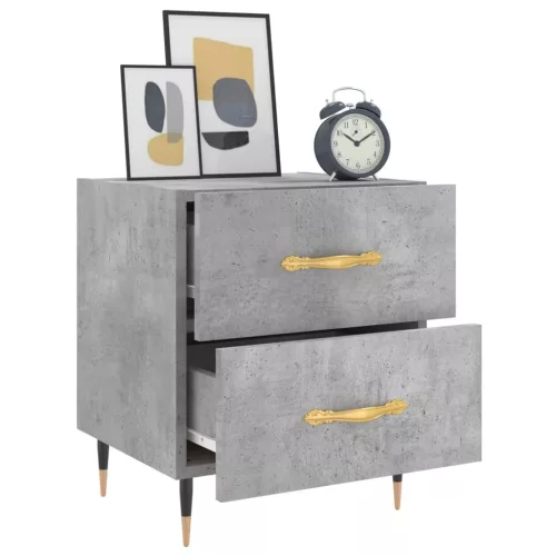 2 db betonszürke szerelt fa éjjeliszekrény 40 x 35 x 47,5 cm