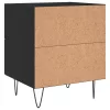 2 db fekete szerelt fa és vas éjjeliszekrény 40 x 35 x 47,5 cm