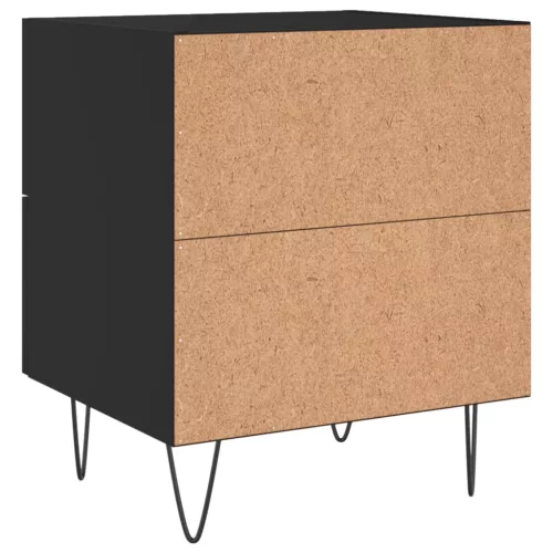 2 db fekete szerelt fa és vas éjjeliszekrény 40 x 35 x 47,5 cm