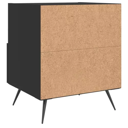 2 db fekete szerelt fa és vas éjjeliszekrény 40 x 35 x 47,5 cm