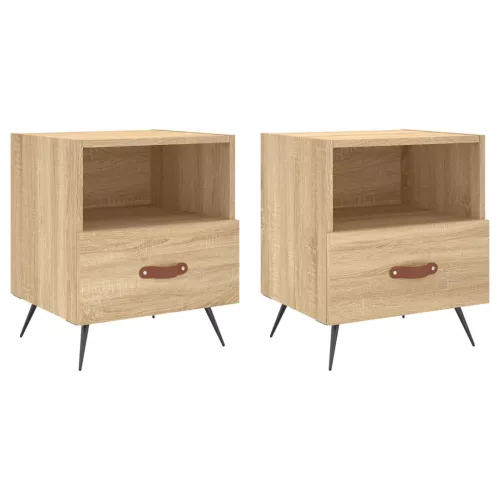 2 db sonoma tölgy színű szerelt fa éjjeliszekrény 40x35x47,5 cm