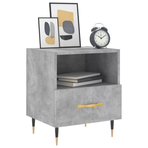 2 db betonszürke szerelt fa éjjeliszekrény 40 x 35 x 47,5 cm