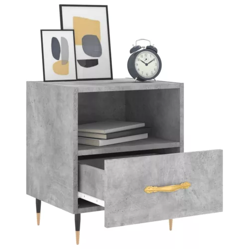 2 db betonszürke szerelt fa éjjeliszekrény 40 x 35 x 47,5 cm