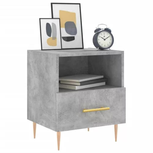 2 db betonszürke szerelt fa éjjeliszekrény 40 x 35 x 47,5 cm