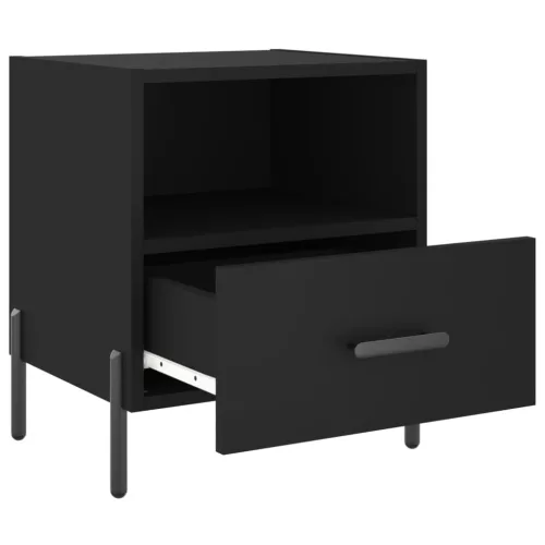 2 db fekete szerelt fa és vas éjjeliszekrény 40 x 35 x 47,5 cm