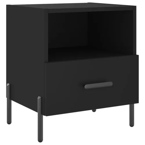2 db fekete szerelt fa és vas éjjeliszekrény 40 x 35 x 47,5 cm