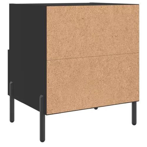 2 db fekete szerelt fa és vas éjjeliszekrény 40 x 35 x 47,5 cm
