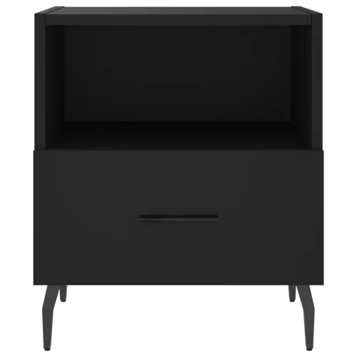 2 db fekete szerelt fa és vas éjjeliszekrény 40 x 35 x 47,5 cm