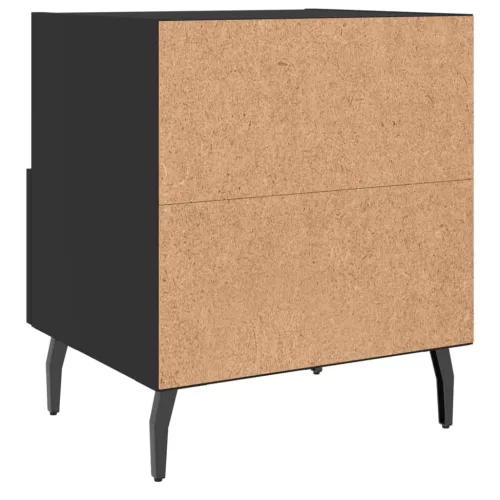 2 db fekete szerelt fa és vas éjjeliszekrény 40 x 35 x 47,5 cm
