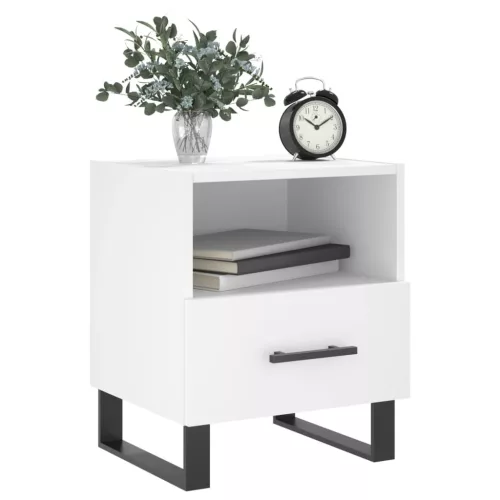 Fehér szerelt fa éjjeliszekrény 40 x 35 x 47,5 cm
