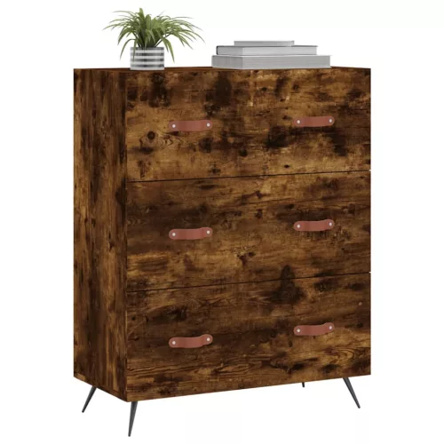 Füstös tölgy színű szerelt fa komód 69,5 x 34 x 90 cm